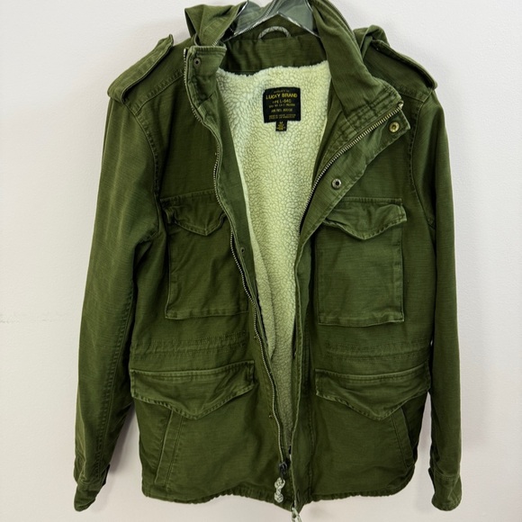 Lucky Brand size M Army Green Jacket with Removable Sherpa Liner - Picture 3 of 7